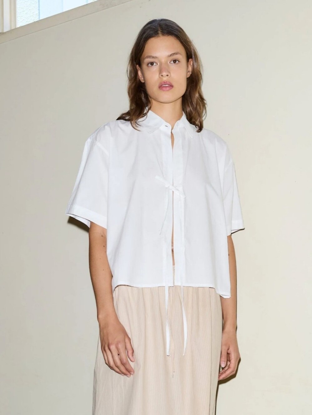 Deiji Studios Tie Up Shirt White Organic Cotton Poplin - Picture 4 of 16